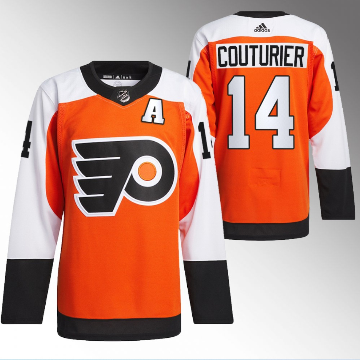 Men's Philadelphia Flyers #14 Sean Couturier 2023-24 Orange Stitched Jersey