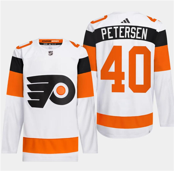 Men's Philadelphia Flyers #40 Cal Petersen White 2024 Stadium Series Stitched Jersey