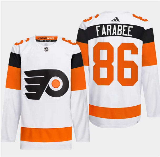 Men's Philadelphia Flyers #86 Joel Farabee White 2024 Stadium Series Stitched Jersey