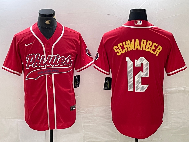 Men's Philadelphia Phillies #12 Kyle Schwarber Red 2024 City Connect Limited Stitched Jersey
