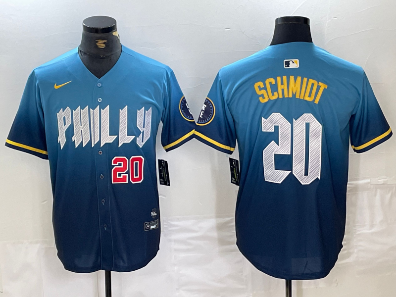 Men's Philadelphia Phillies #20 Mike Schmidt Blue 2024 City Cool Base Jerseys