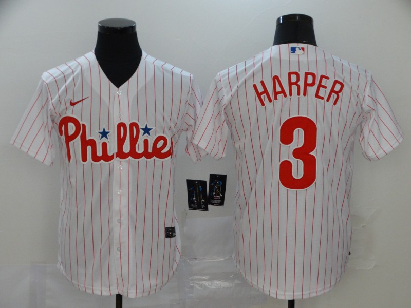 Men's Philadelphia Phillies #3 Bryce Harper White Stitched MLB Cool Base Nike Jersey
