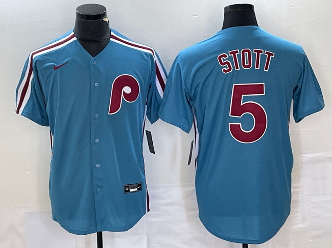 Men's Philadelphia Phillies #5 Bryson Stott Blue Cool Base Stitched Jersey