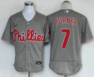 Men's Philadelphia Phillies #7 Trea Turner Grey Stitched MLB Flex Base Nike Jersey