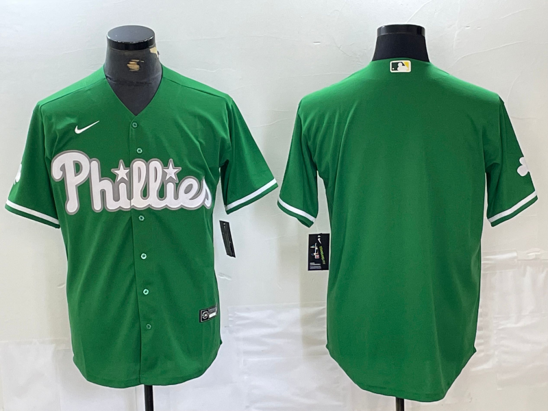 Men's Philadelphia Phillies Blank Green Celtic Stitched Cool Base Nike Jersey