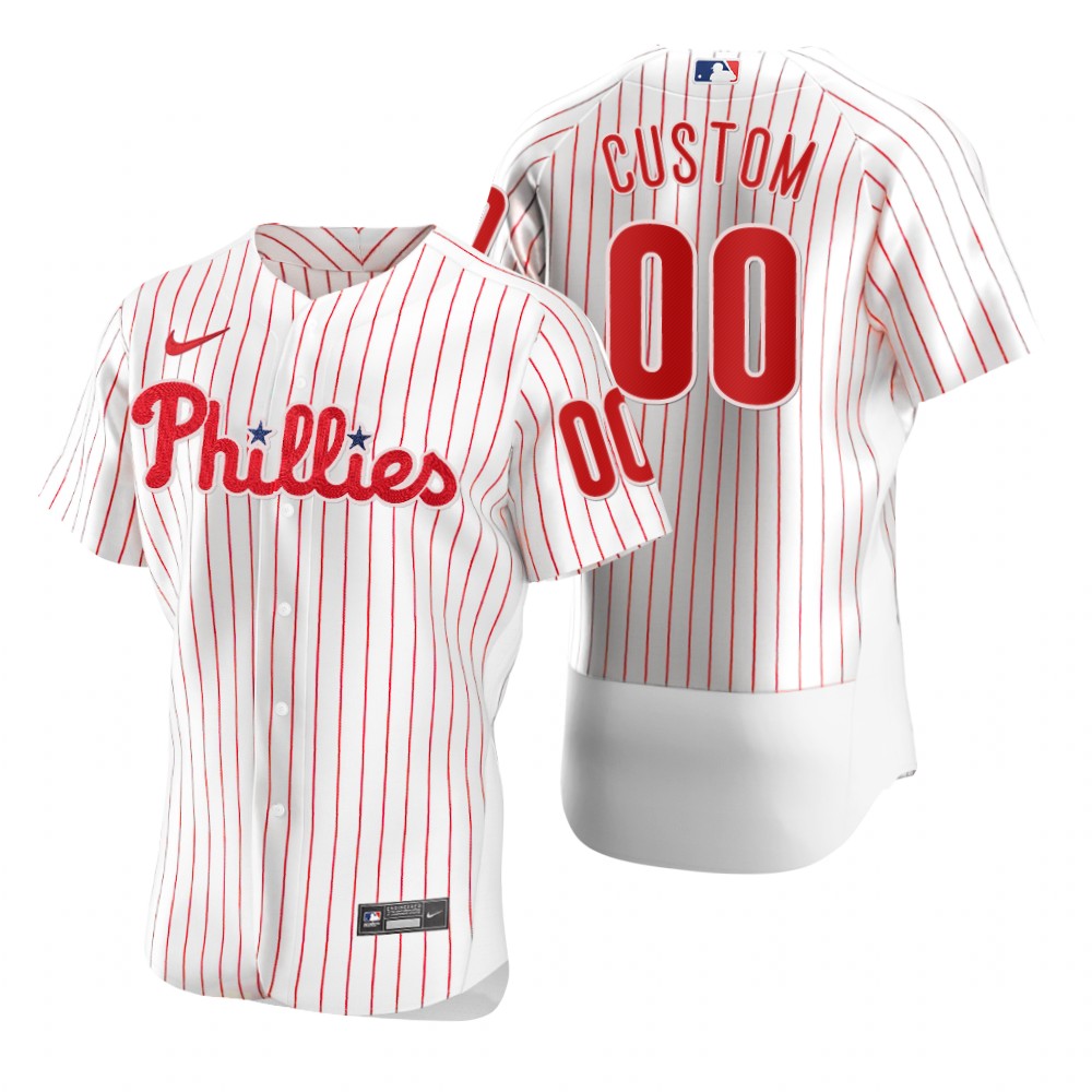 Men's Philadelphia Phillies Custom Nike White 2020 Stitched MLB Flex Base Jersey