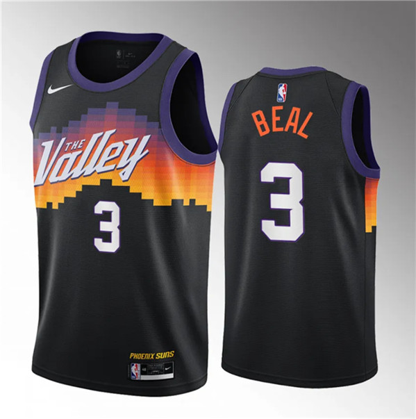 Men's Phoenix Suns #3 Bradley Beal Balck 2021-22 City Edition Stitched Basketball Jersey