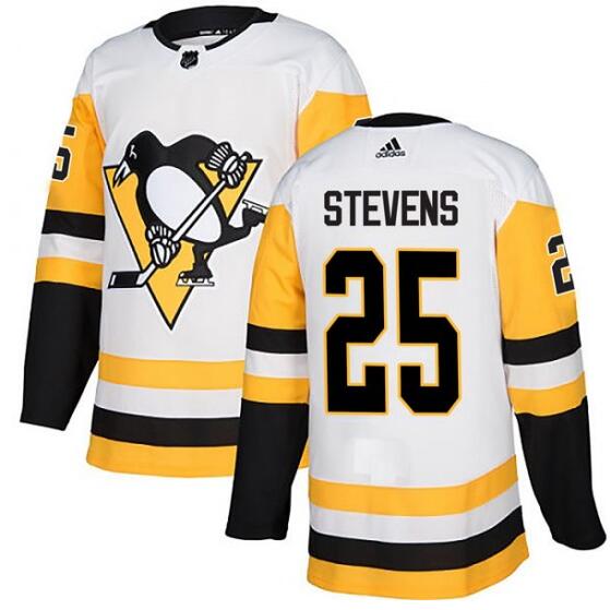 Men's Pittsburgh Penguins #25 Kevin Stevens Adidas Authentic Away Jersey - White