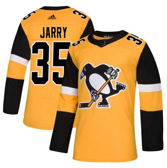 Men's Pittsburgh Penguins #35 Tristan Jarry Adidas Authentic Alternate Gold Yellow Jersey