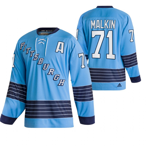 Men's Pittsburgh Penguins #71 Evgeni Malkin 2022 Blue Classics Stitched Jersey