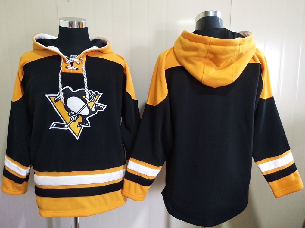 Men's Pittsburgh Penguins Blank Black All Stitched Hooded Sweatshirt Ageless Must-Have Lace-Up Pullover Hoodie