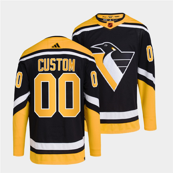 Men/Women/Youth Pittsburgh Penguins Custom Black 2022 Reverse Retro Stitched Jersey