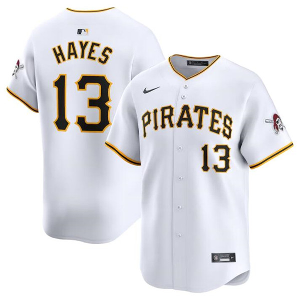 Men's Pittsburgh Pirates #13 Ke'Bryan Hayes White Home Limited Baseball Stitched Jersey