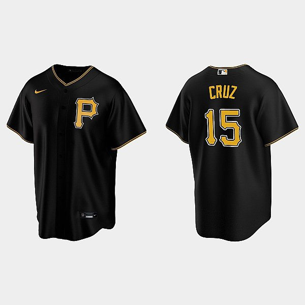 Men's Pittsburgh Pirates #15 Oneil Cruz Nike Black Alternate Team Logo Coolbase Jersey