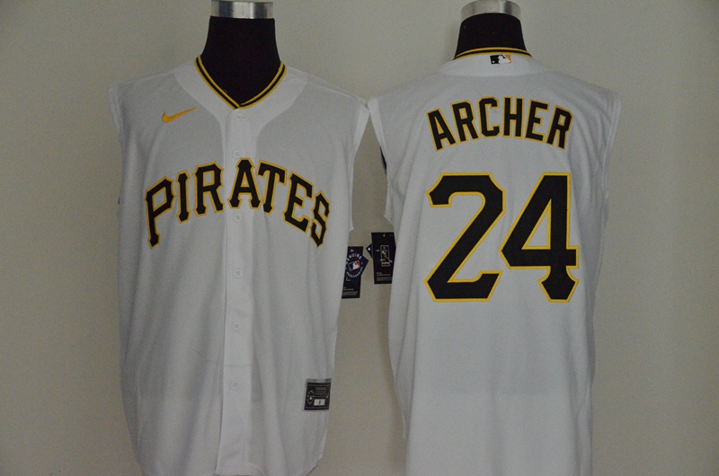 Men's Pittsburgh Pirates #24 Chris Archer White 2020 Cool and Refreshing Sleeveless Fan Stitched MLB Nike Jersey