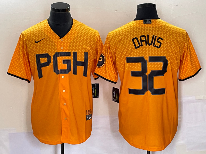 Men's Pittsburgh Pirates #32 Henry Davis Yellow 2023 City Connect Stitched Jersey