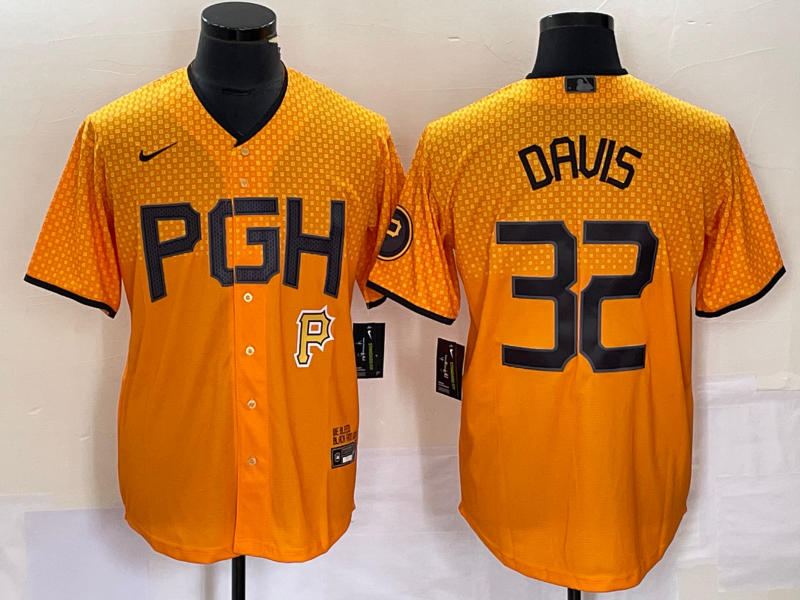 Men's Pittsburgh Pirates #32 Henry Davis Yellow 2023 City Connect Stitched Jersey1