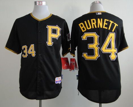 Men's Pittsburgh Pirates #34 A. J. Burnett Black Jersey