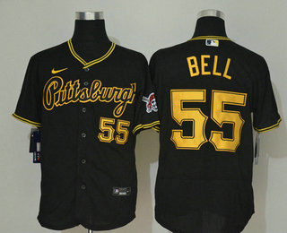 Men's Pittsburgh Pirates #55 Josh Bell Black Stitched MLB Flex Base Nike Jersey