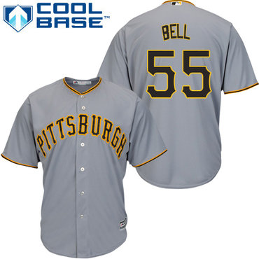 Men's Pittsburgh Pirates #55 Josh Bell Grey Cool Base Stitched Baseball Jersey