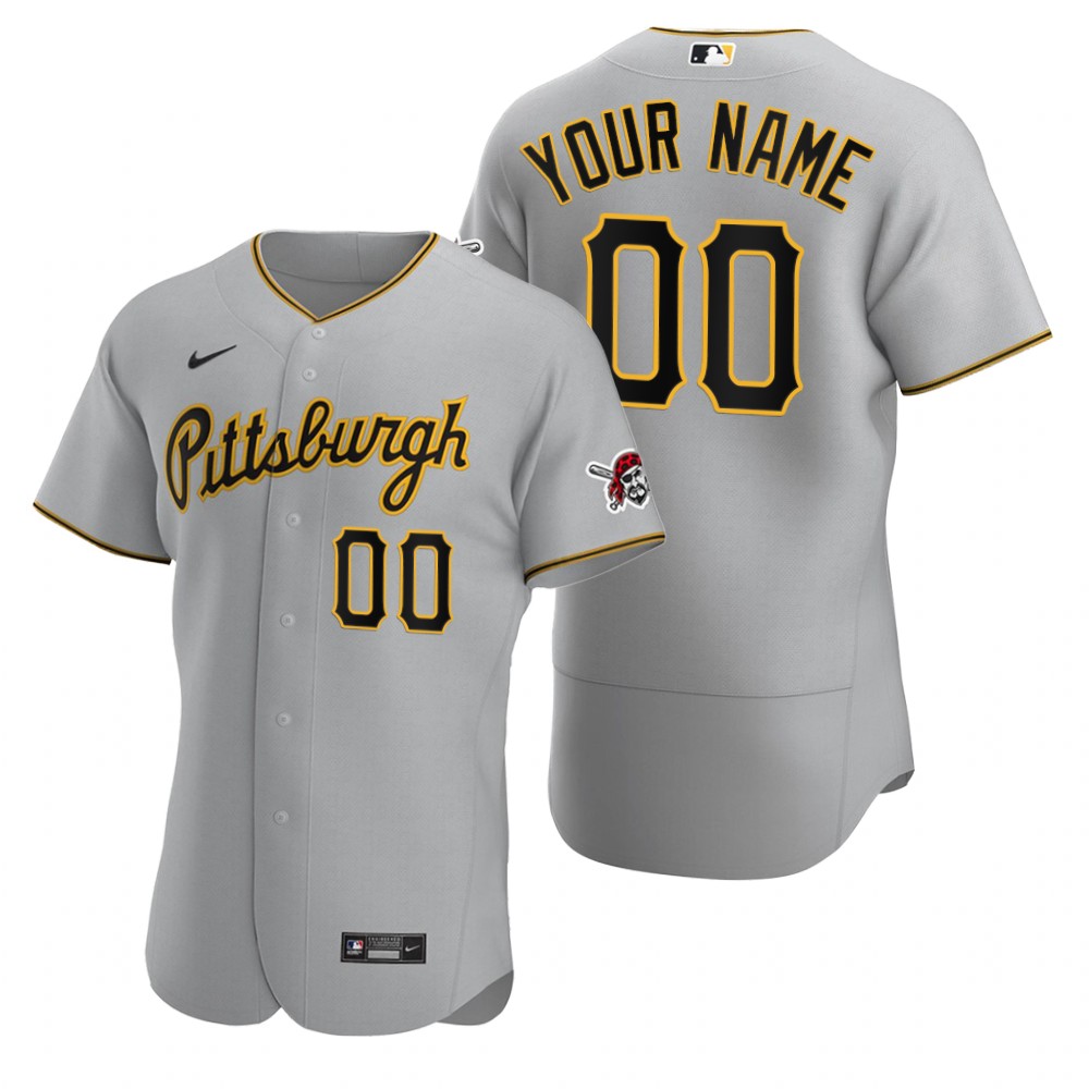 Men's Pittsburgh Pirates Custom Nike Gray Stitched MLB Flex Base 2020 Road Jersey