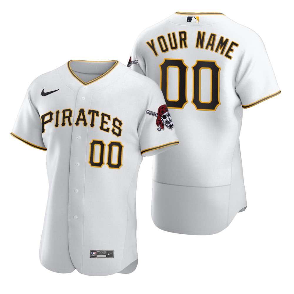 Men's Pittsburgh Pirates Custom Nike White 2020 Stitched MLB Flex Base Jersey
