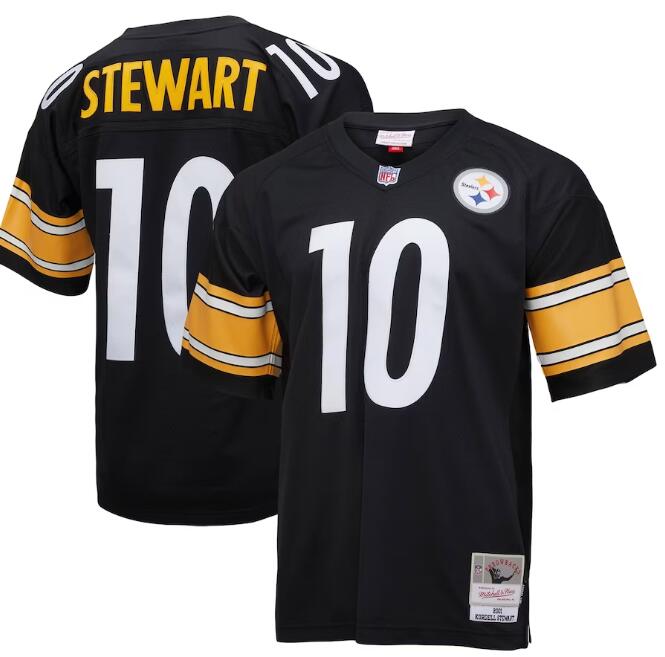 Men's Pittsburgh Steelers #10 Kordell Stewart Black Retired Player Replica Mitchell & Ness Jersey