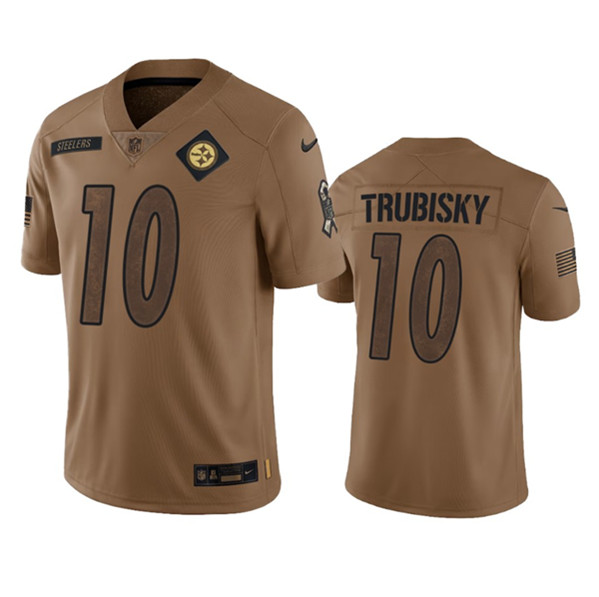 Men's Pittsburgh Steelers #10 Mitch Trubisky 2023 Brown Salute To Service Limited Football Stitched Jersey