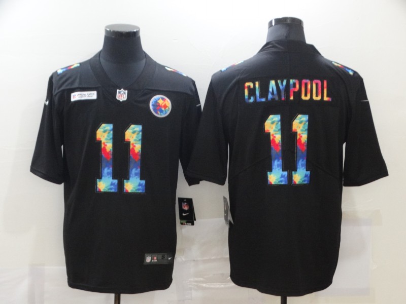 Men's Pittsburgh Steelers #11 Chase Claypool Multi-Color Black 2020 NFL Crucial Catch Vapor Untouchable Nike Limited Jersey