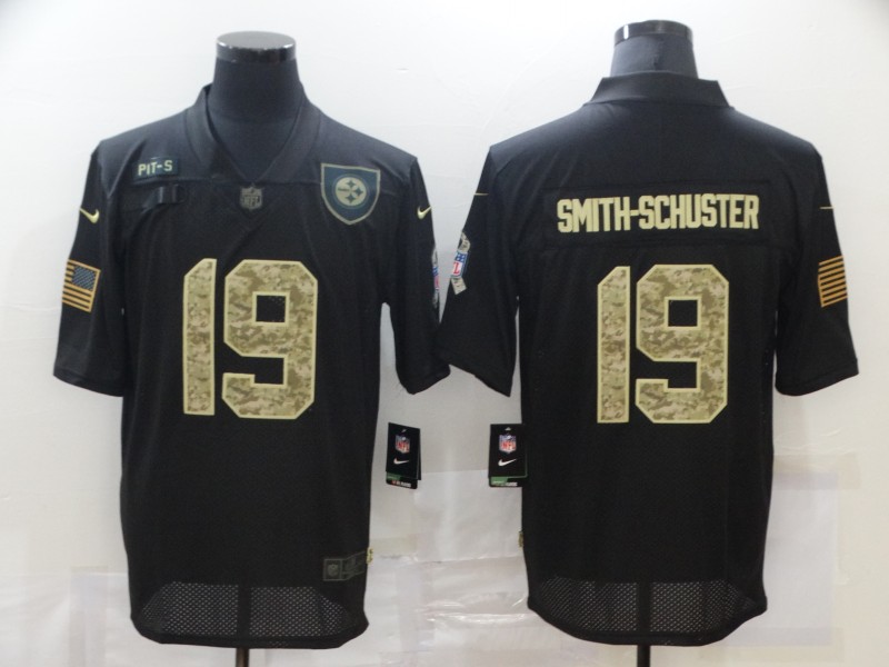 Men's Pittsburgh Steelers #19 JuJu Smith-Schuster Black Camo 2020 Salute To Service Stitched NFL Nike Limited Jersey