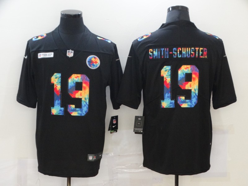 Men's Pittsburgh Steelers #19 JuJu Smith-Schuster Multi-Color Black 2020 NFL Crucial Catch Vapor Untouchable Nike Limited Jersey