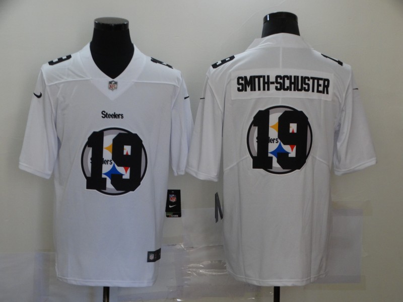 Men's Pittsburgh Steelers #19 JuJu Smith-Schuster White 2020 Shadow Logo Vapor Untouchable Stitched NFL Nike Limited Jersey