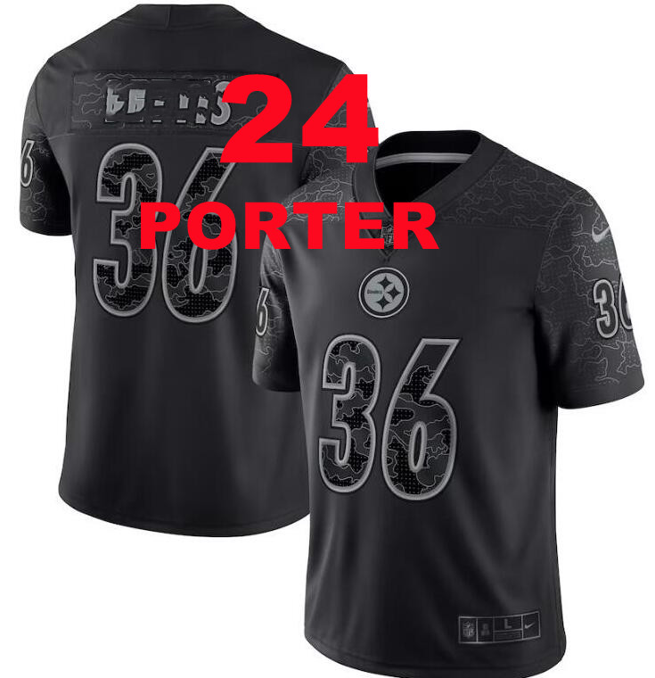 Men's Pittsburgh Steelers #24 JOEY PORTER JR Nike Black Retired Player RFLCTV Limited Jersey