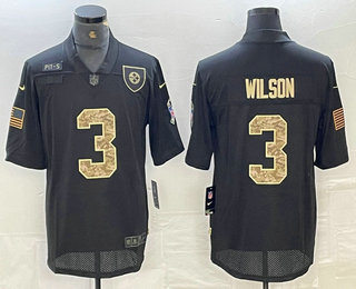 Men's Pittsburgh Steelers #3 Russell Wilson Black Camo 2020 Salute To Service Stitched NFL Nike Limited Jersey