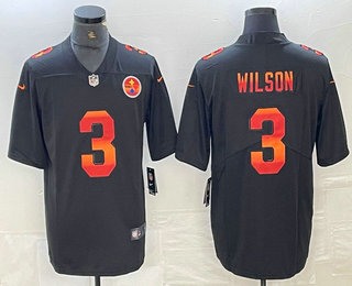 Men's Pittsburgh Steelers #3 Russell Wilson Black Red Orange Stripe Vapor Limited Nike NFL Jersey