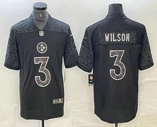 Men's Pittsburgh Steelers #3 Russell Wilson Black Reflective Limited Stitched Football Jersey