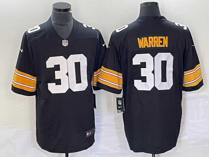 Men's Pittsburgh Steelers #30 Jaylen Warren Black 2023 FUSE Vapor Limited Stitched Throwback Jersey