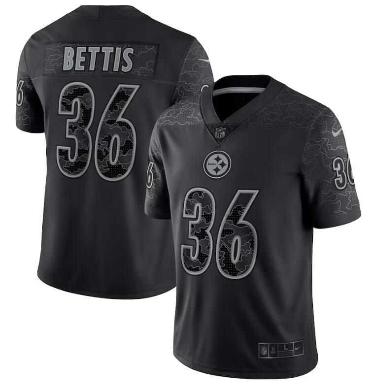Men's Pittsburgh Steelers #36 Jerome Bettis Nike Black Retired Player RFLCTV Limited Jersey