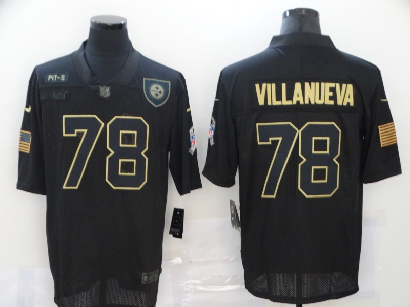 Men's Pittsburgh Steelers #78 Alejandro Villanueva Black 2020 Salute To Service Stitched NFL Nike Limited Jersey