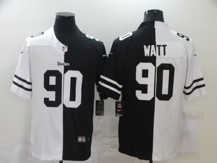 Men's Pittsburgh Steelers #90 T. J. Watt White Black Peaceful Coexisting 2020 Vapor Untouchable Stitched NFL Nike Limited Jersey