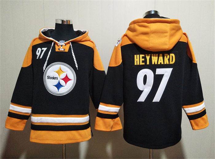 Men's Pittsburgh Steelers #97 Cameron Heyward Black Ageless Must-Have Lace-Up Pullover Hoodie