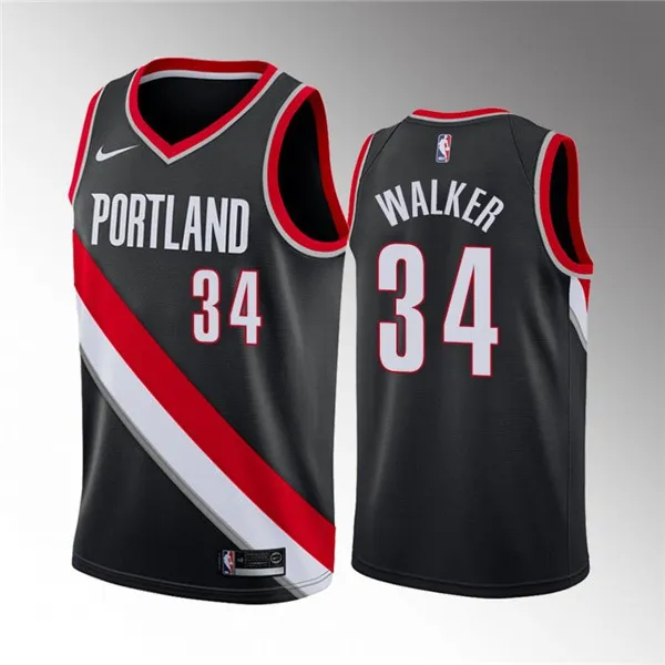 Men's Portland Trail Blazers #34 Jabari Walker Black Icon Edition Stitched Basketball Jersey