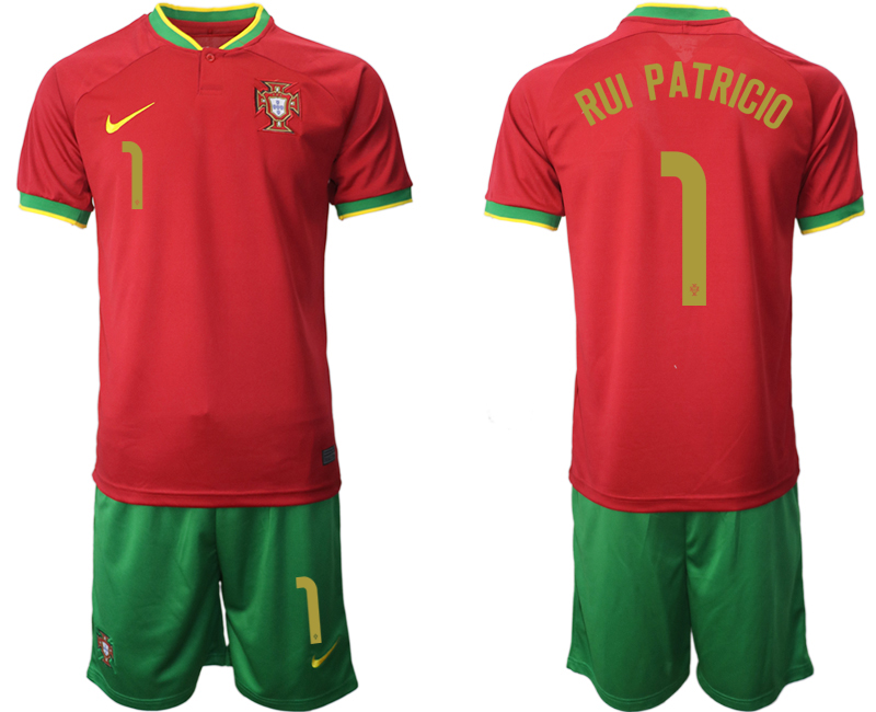 Men's Portugal #1 Rui Patricio Red Home Soccer 2022 FIFA World Cup Jerseys