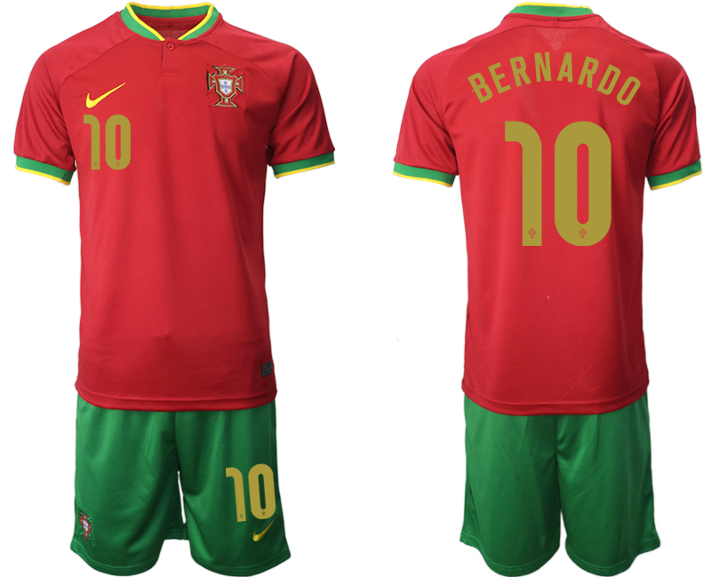 Men's Portugal #10 Bernardo Red Home Soccer 2022 FIFA World Cup Jerseys