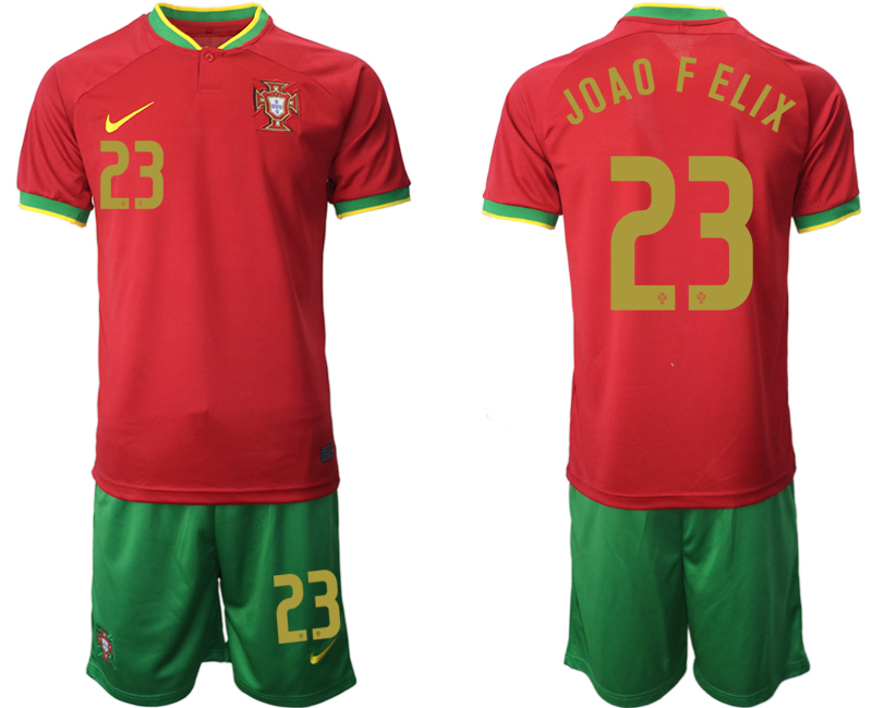 Men's Portugal #23 Joao F Elix Red Home Soccer 2022 FIFA World Cup Jerseys