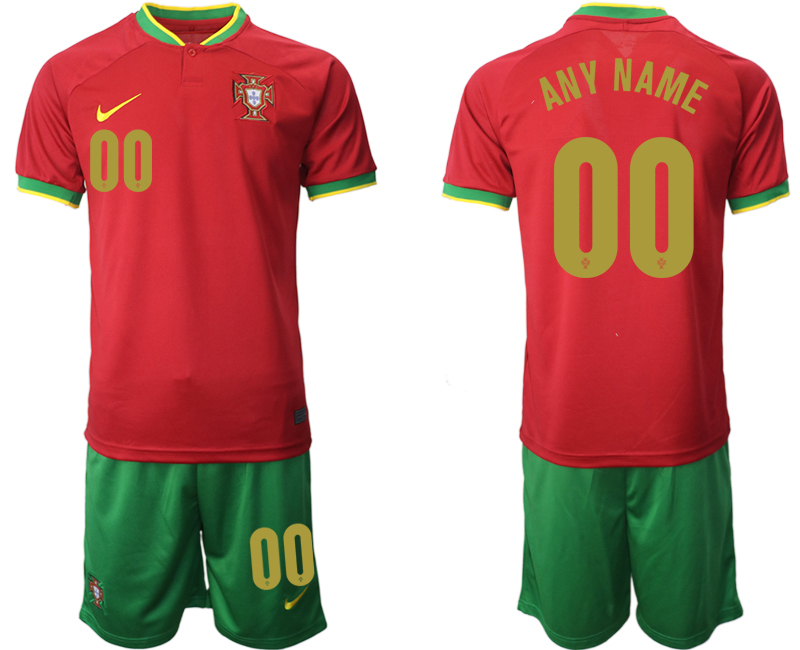 Men's Portugal Custom Red Home Soccer 2022 FIFA World Cup Jerseys