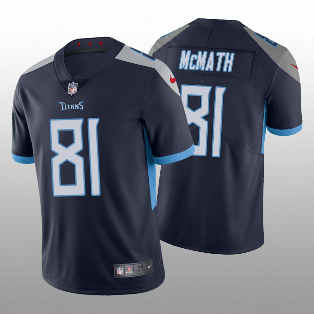 Men's Racey McMath Navy Jersey Tennessee Titans #81 Vapor Limited