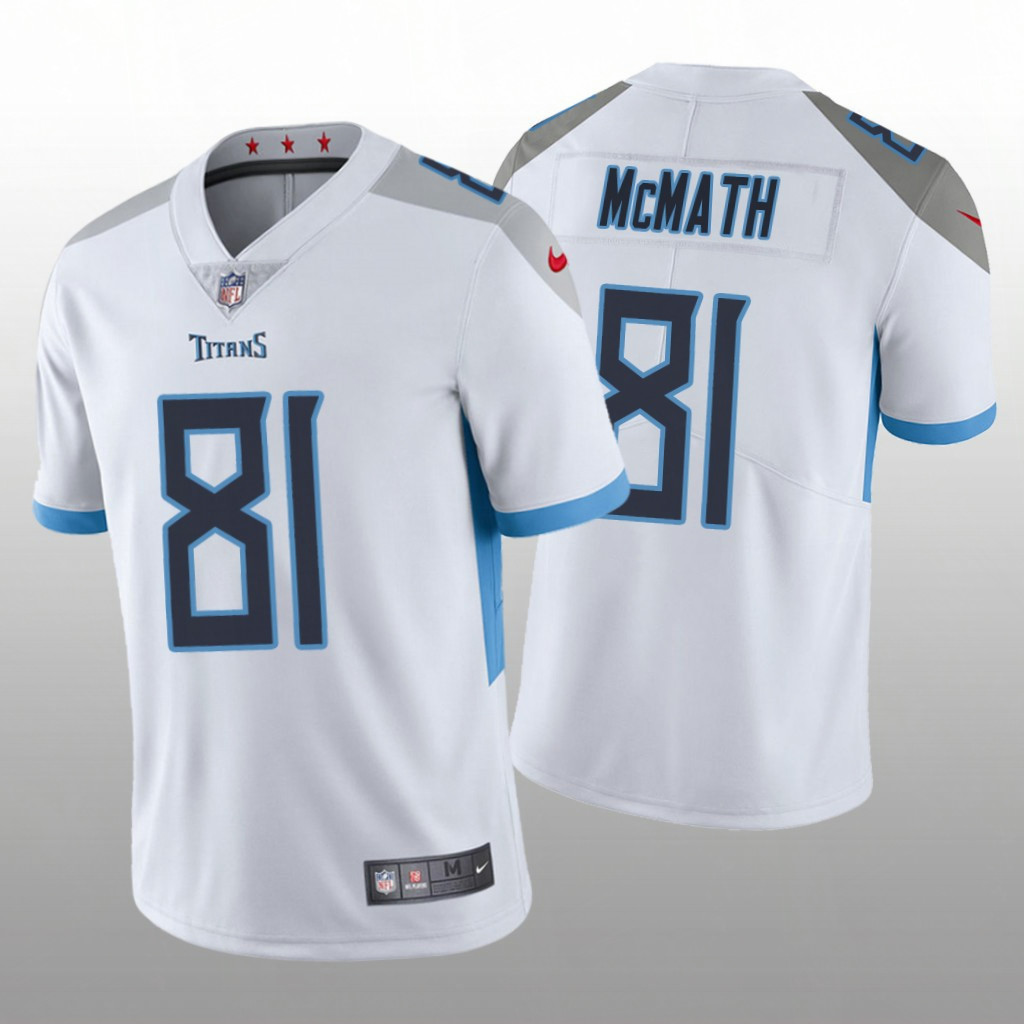 Men's Racey McMath White Jersey Tennessee Titans #81 Vapor Limited