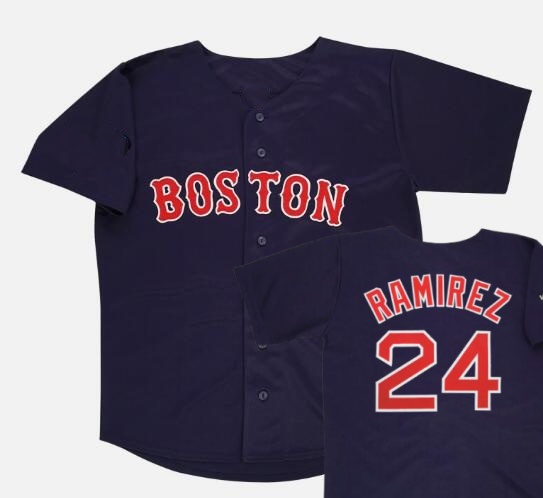 Men's Red Sox #24 Manny Ramirez Navy Blue New Cool Base Stitched MLB Jersey