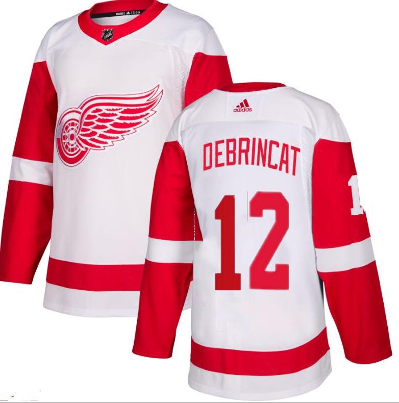 Men's Red Wings #12 ALEX DeBrincat White Road Authentic Stitched Hockey Jersey